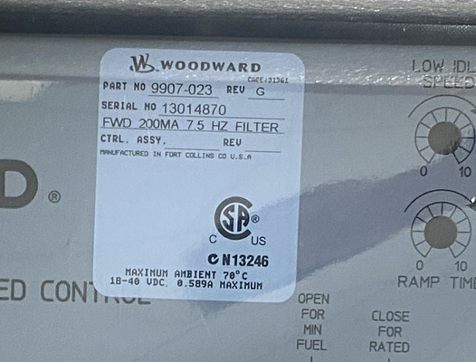 Вудвард 9907-023 Управление скоростью действия вперед 4 ‰ 20 mA или 1 ‰ 5 Vdc 2301A -40 до +158 °F