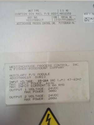 4D33900G19 Westinghouse Ovation вспомогательный источник питания 663W Максимальная входная мощность