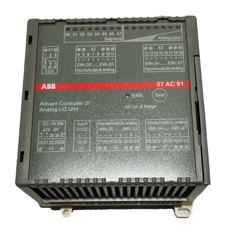 07AC91 GJR5252300R0101 ABB AC31 Аналоговый I/O модуль 8AC 24VDC AC U/I 12bit+Sign